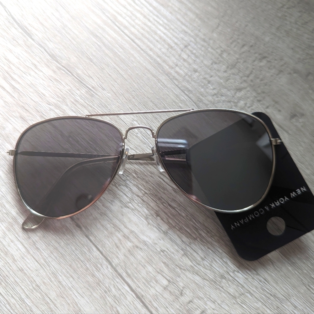 New York & Company Silver Aviator Sunglasses